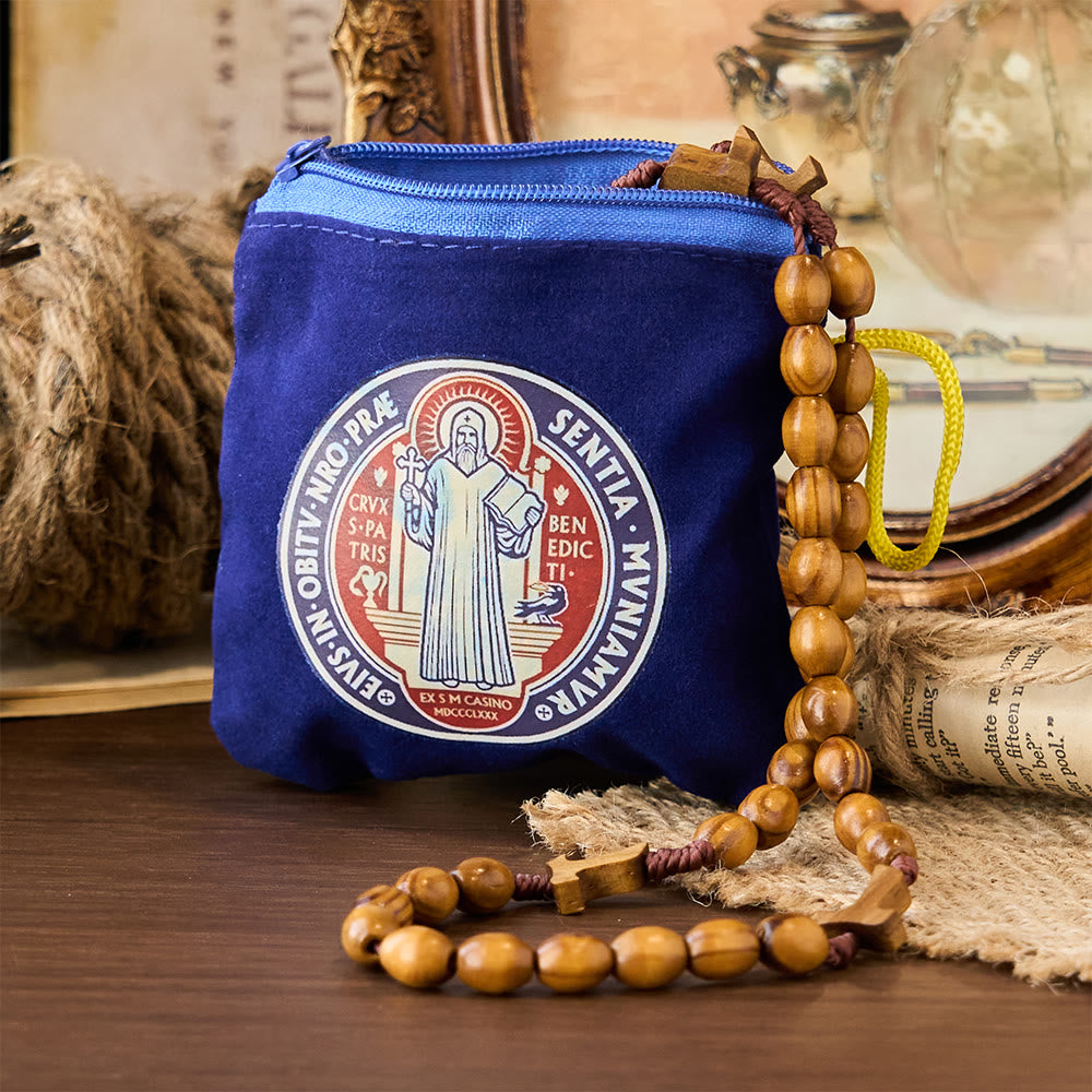 Christianartworkshop Modern Style St. Benedict Practical Velvet Religion Jewelry Storage Bag - image 5