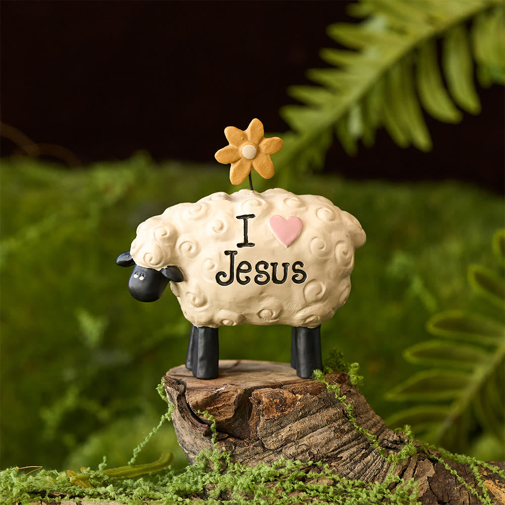 Christianartworkshop I love Jesus The LORD is my shepherd Cute Little Sheep Desktop Ornament - Sheep-I Love Jesus - image 0