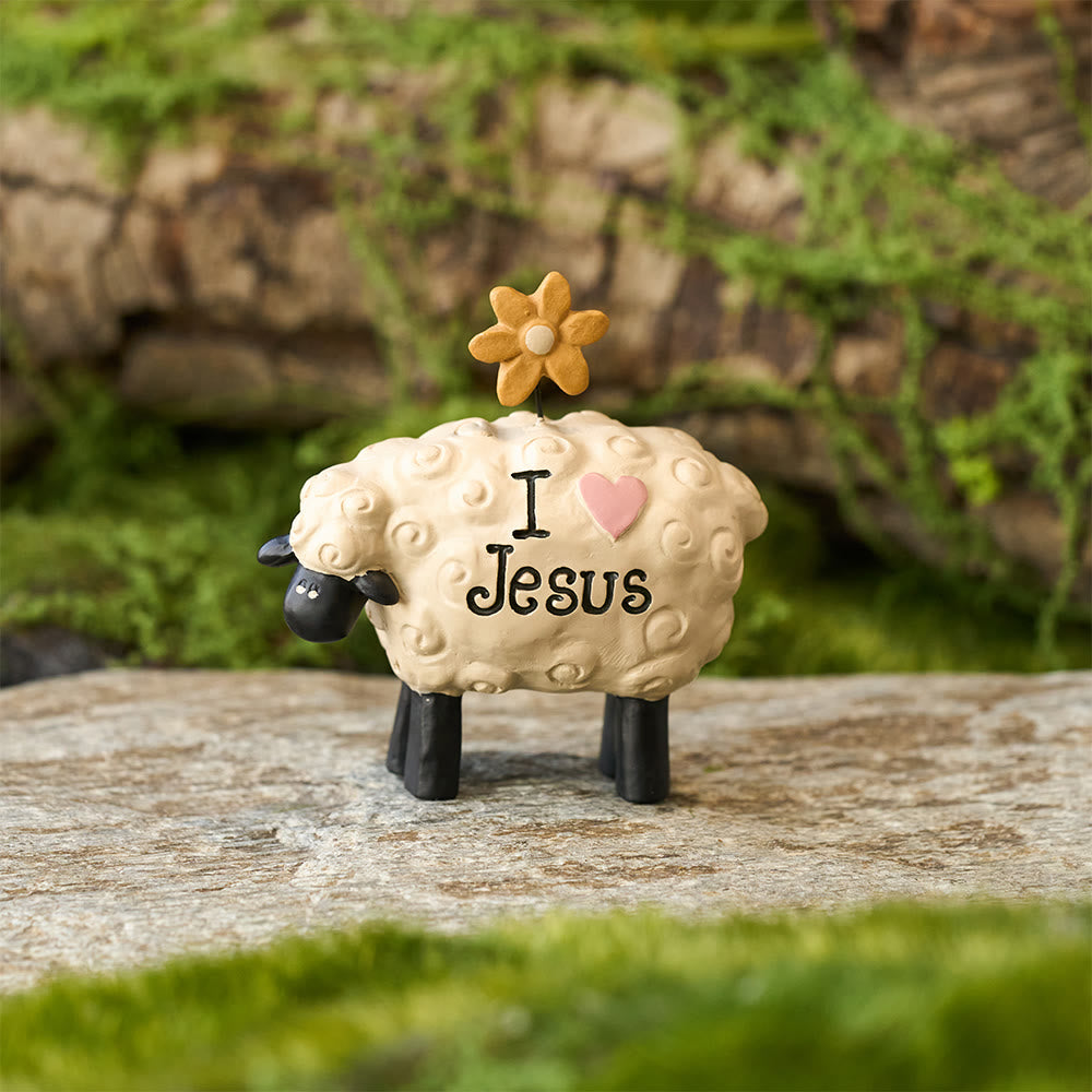 Christianartworkshop I love Jesus The LORD is my shepherd Cute Little Sheep Desktop Ornament - image 2