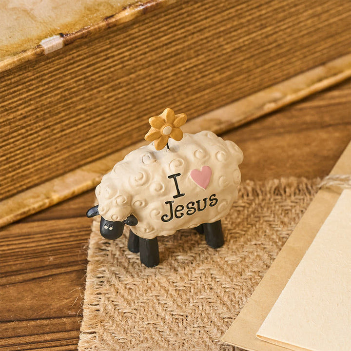 Christianartworkshop I love Jesus The LORD is my shepherd Cute Little Sheep Desktop Ornament - image 5