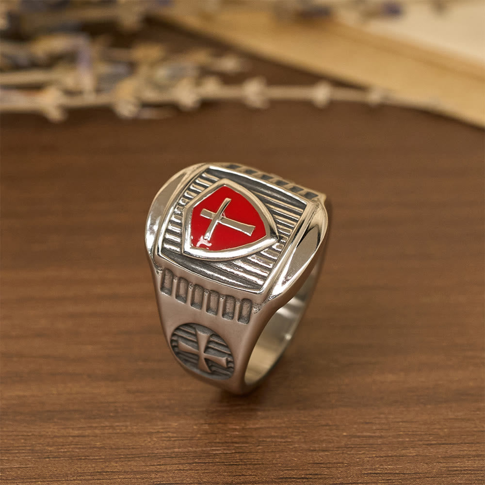 Christianartworkshop Templar Shield Cross Ring - A Sacred Emblem of Valor and Faith - image 1