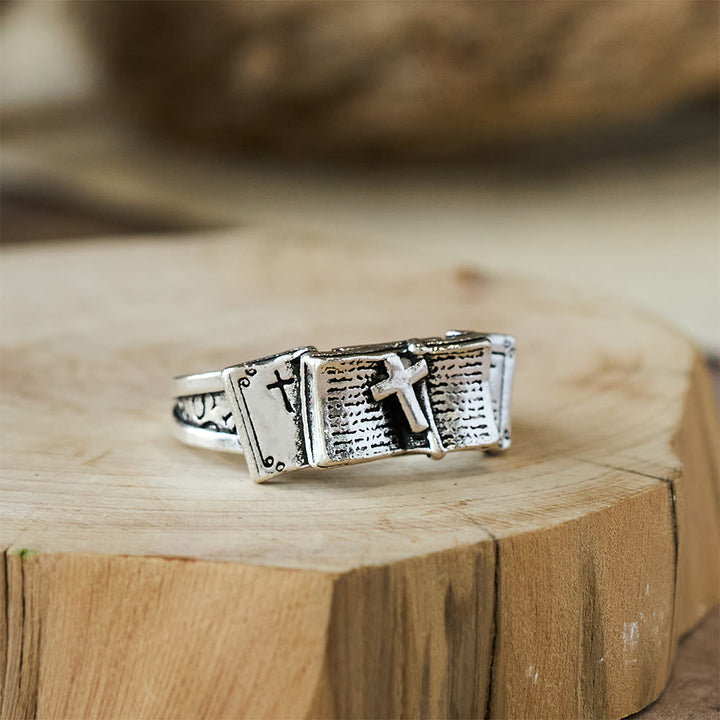 Christianartworkshop Bible Ring with Cross: A Sacred Companion of Faith - image 1