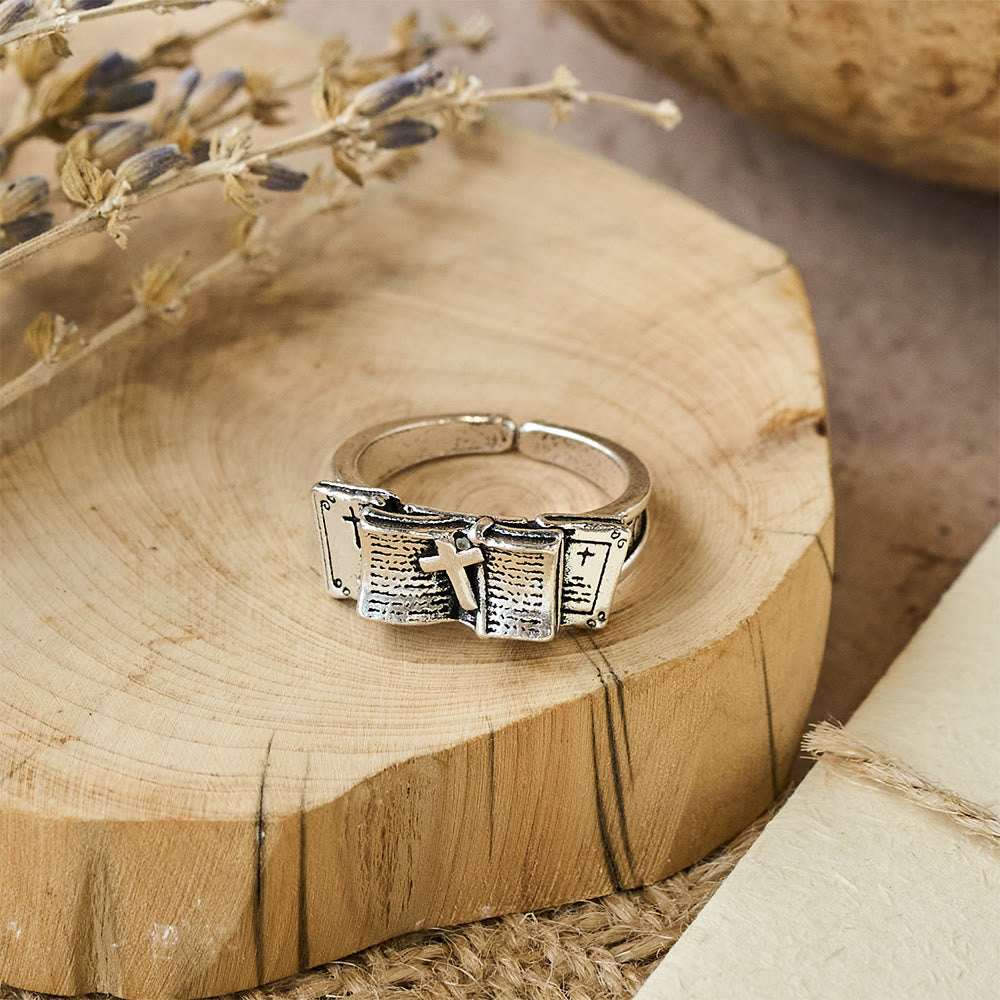 Christianartworkshop Bible Ring with Cross: A Sacred Companion of Faith - image 2