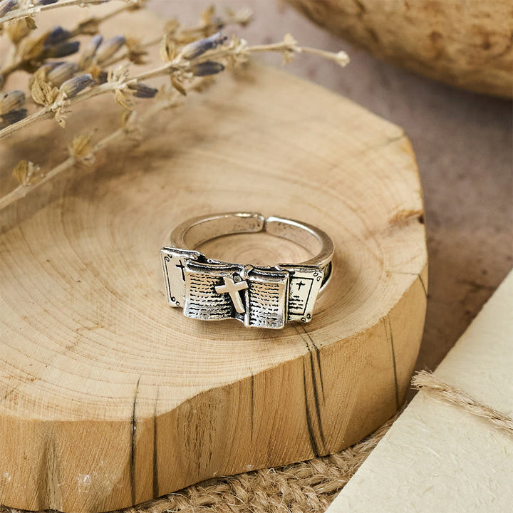 Christianartworkshop Bible Ring with Cross: A Sacred Companion of Faith - image 2