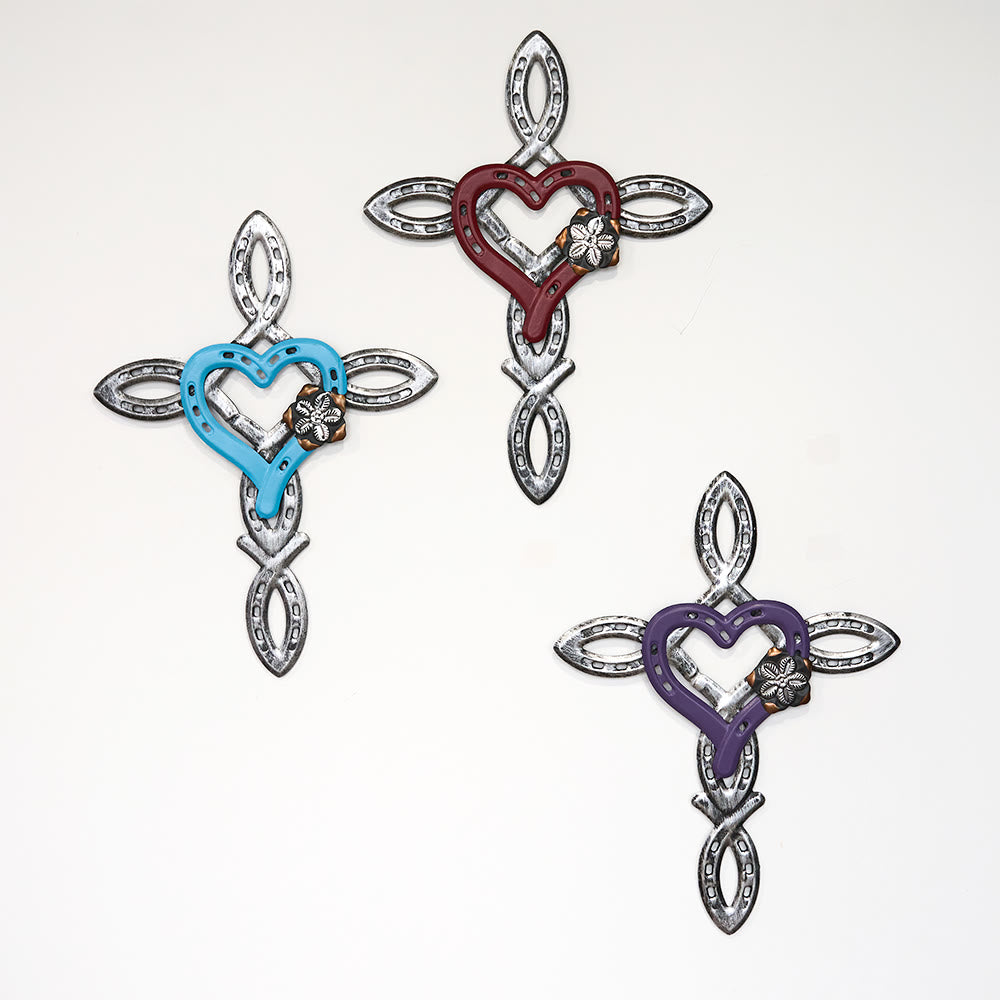 Christianartworkshop Horseshoe Cross with Heart Wall Decor: Love & Faith for Spiritual Spaces - image 0