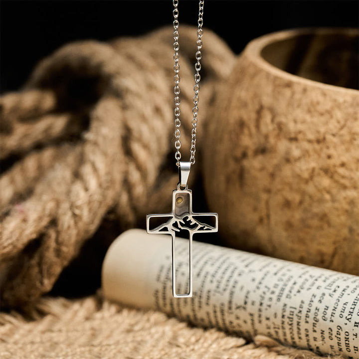 Christianartworkshop Mustard Seed Mountain Cross Necklace: Faith's Endurance & Nature's Wonder - image 2