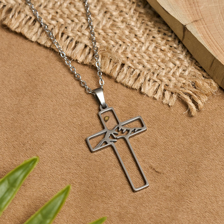 Christianartworkshop Mustard Seed Mountain Cross Necklace: Faith's Endurance & Nature's Wonder - image 4