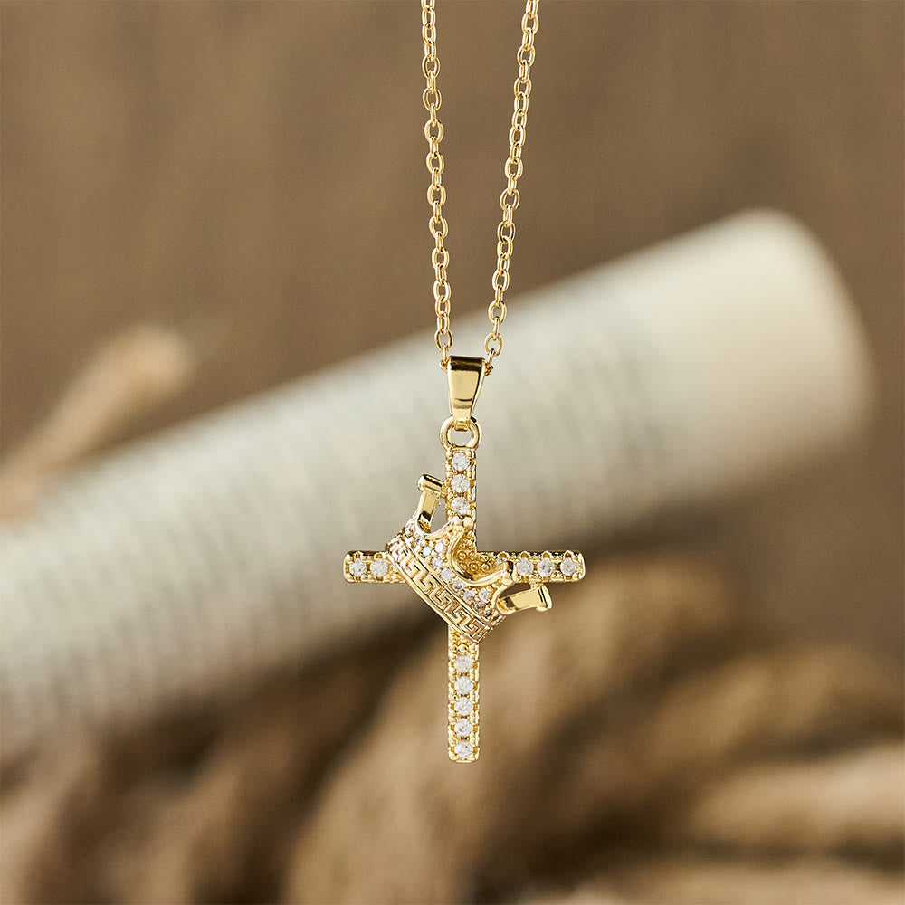 Christianartworkshop Cross & Crown Sparkle Necklace (2 Sizes): Embody Faith and Regal Devotion - image 4