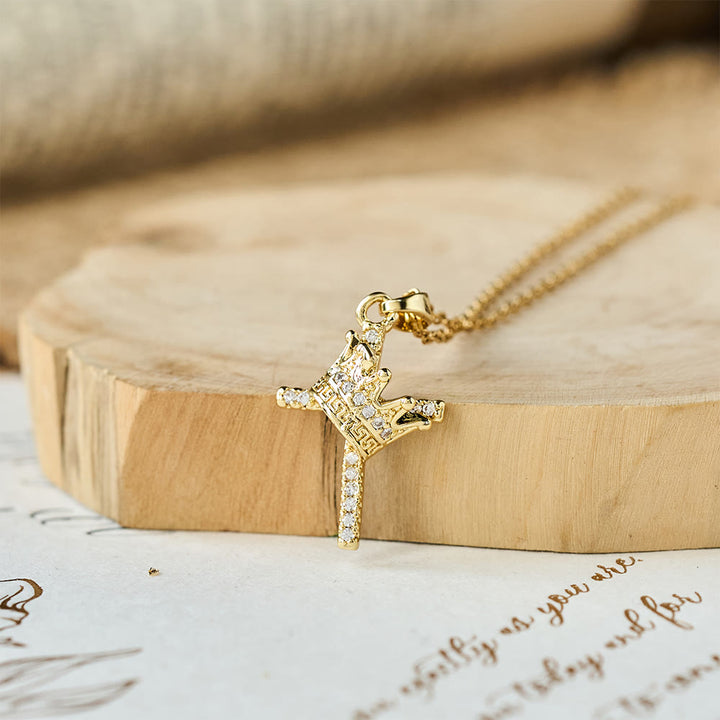 Christianartworkshop Cross & Crown Sparkle Necklace (2 Sizes): Embody Faith and Regal Devotion - Golden (S) - image 8