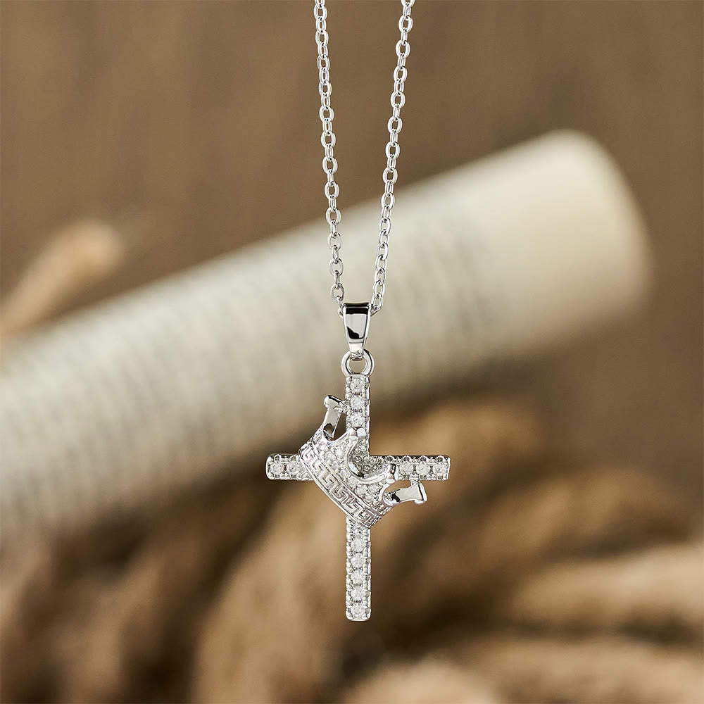 Christianartworkshop Cross & Crown Sparkle Necklace (2 Sizes): Embody Faith and Regal Devotion - image 12