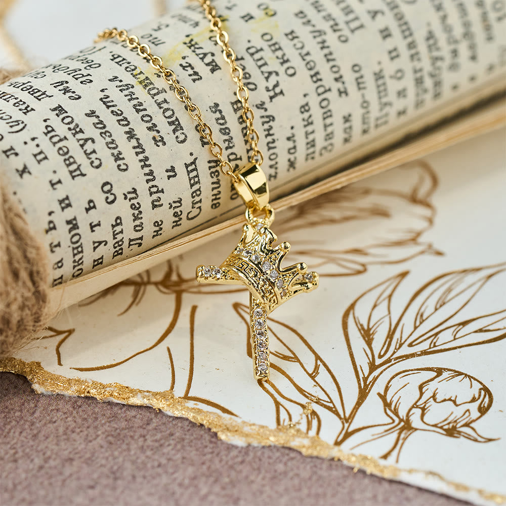 Christianartworkshop Cross & Crown Sparkle Necklace (2 Sizes): Embody Faith and Regal Devotion - image 7