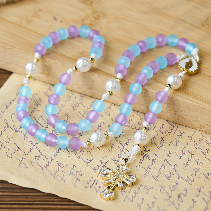 Christianartworkshop Dreamy Purple & Blue Pastel Serenity Our Lady Rosary: Delicate Faith Companion - Our Lady Rosary - image 0