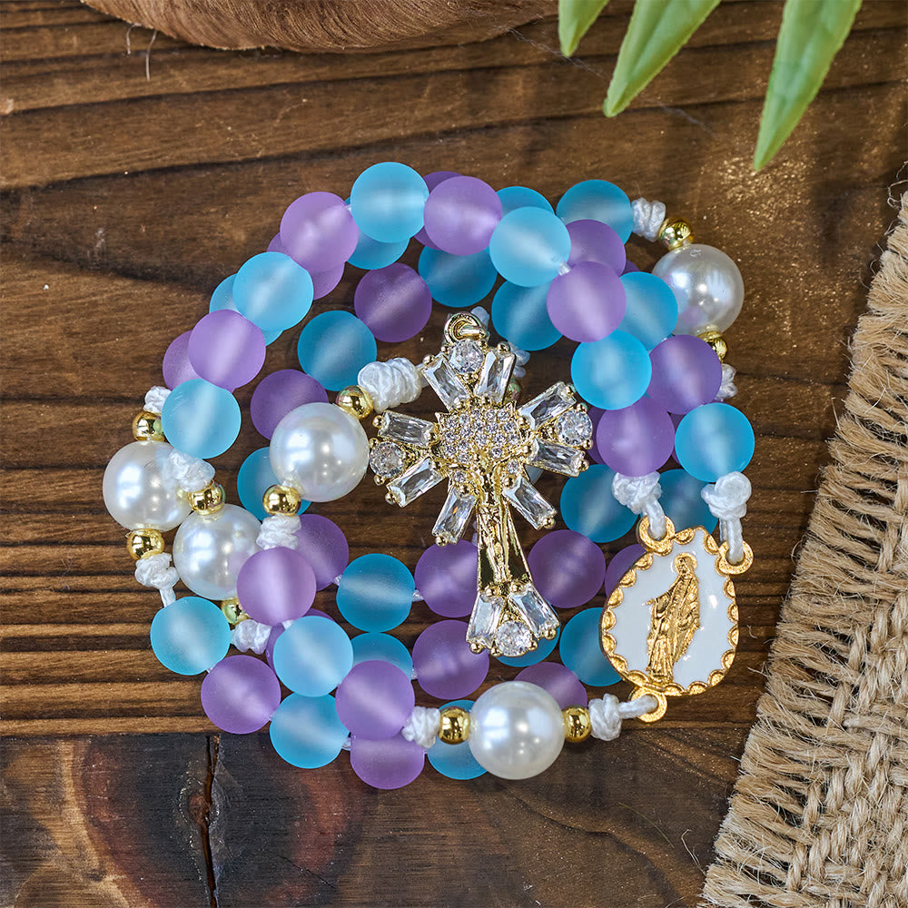 Christianartworkshop Dreamy Purple & Blue Pastel Serenity Our Lady Rosary: Delicate Faith Companion - image 7