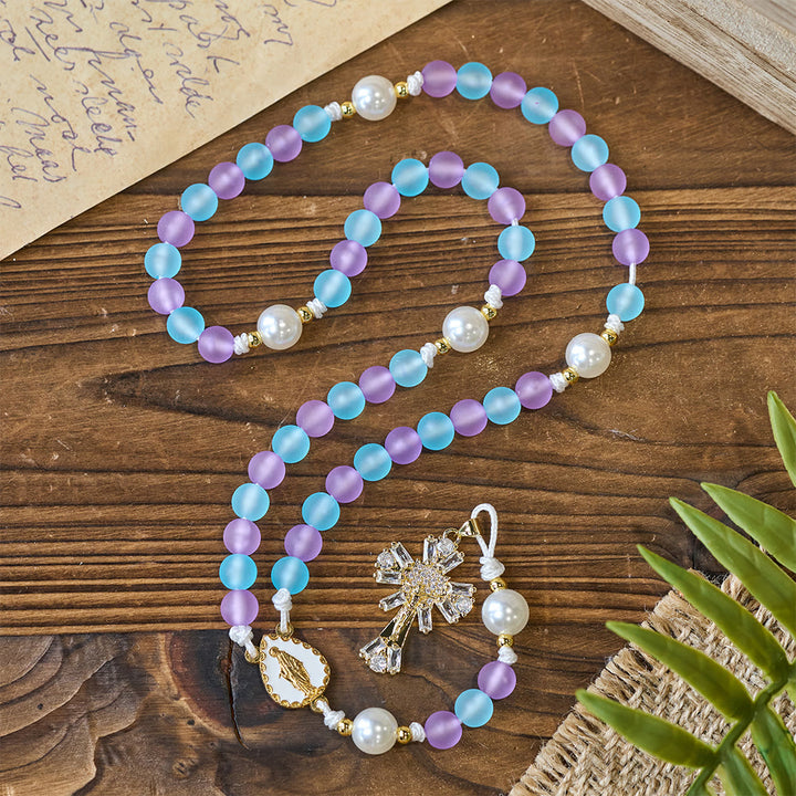 Christianartworkshop Dreamy Purple & Blue Pastel Serenity Our Lady Rosary: Delicate Faith Companion - image 2