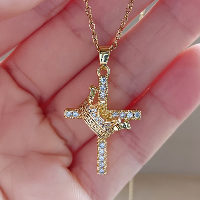 Christianartworkshop Cross & Crown Sparkle Necklace (2 Sizes): Embody Faith and Regal Devotion - image 5