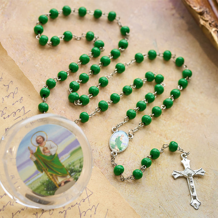Christianartworkshop Saint Jude Scented Wood Rosary: Embody Faith and Fragrant Devotion - St.Jude & Crucifix - image 0
