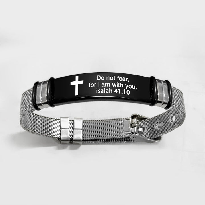 Christianartworkshop Multi - Styled Motivational Cross Bracelet with Bible Verses - Black&Silver PVC 41:10 - image 43