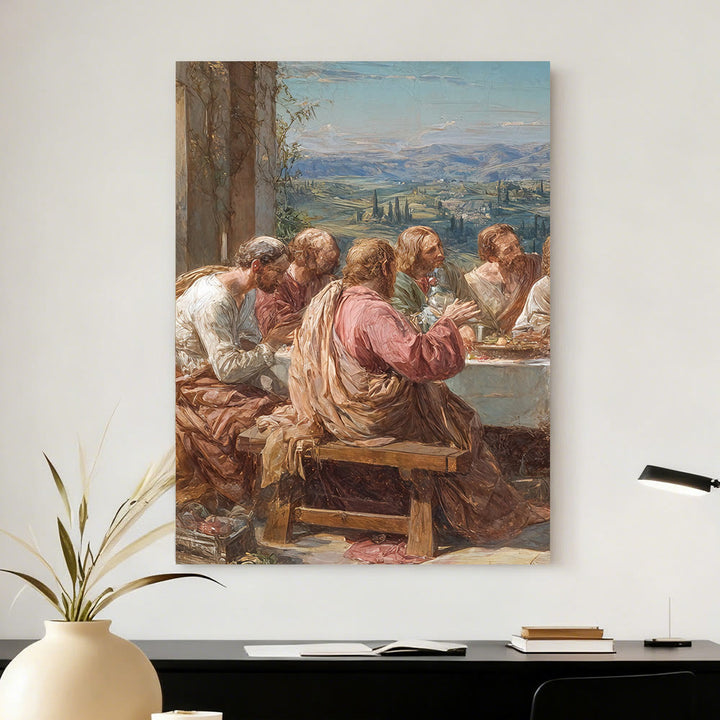 Christianartworkshop Sacred Feast with Jesus in Serene Valley Canvas Wall Art Set: Serene Companion of Home Grace - image 4