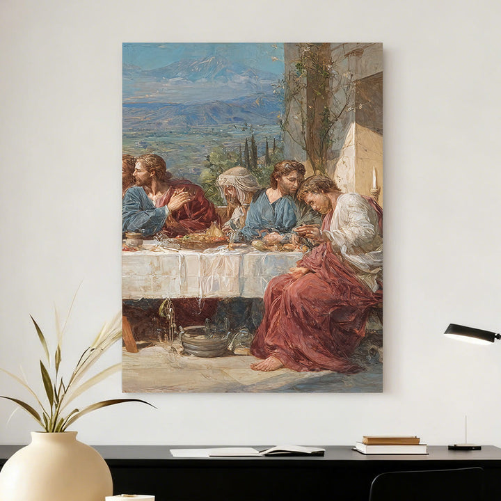 Christianartworkshop Sacred Feast with Jesus in Serene Valley Canvas Wall Art Set: Serene Companion of Home Grace - image 6