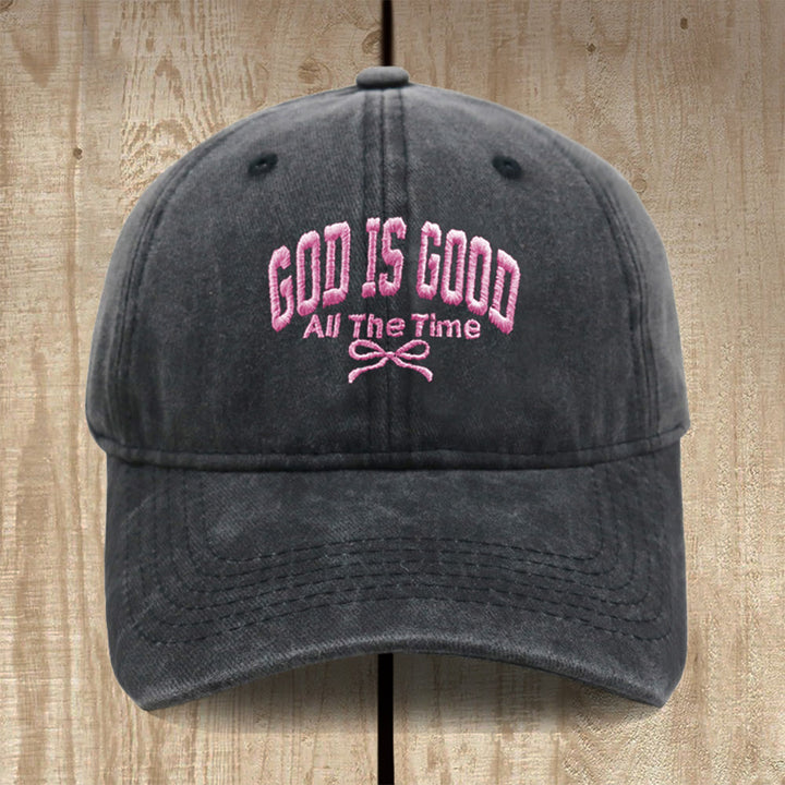 Christianartworkshop God Is Good All The Time Washed Cotton Baseball Cap: Wear the Truth of His Goodness - Black - image 0