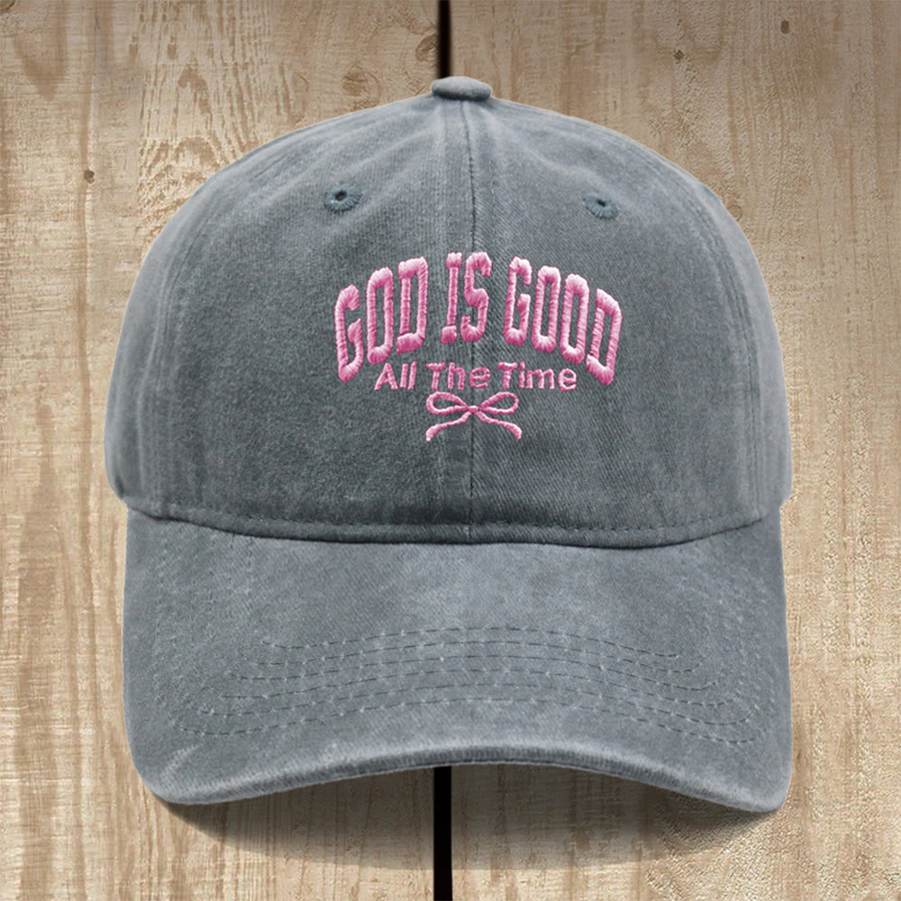 Christianartworkshop God Is Good All The Time Washed Cotton Baseball Cap: Wear the Truth of His Goodness - Grey - image 4