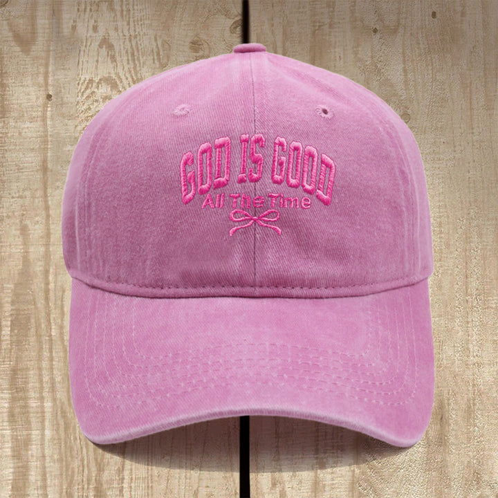 Christianartworkshop God Is Good All The Time Washed Cotton Baseball Cap: Wear the Truth of His Goodness - Pink - image 6