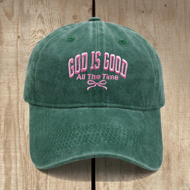Christianartworkshop God Is Good All The Time Washed Cotton Baseball Cap: Wear the Truth of His Goodness - Dark Green - image 17