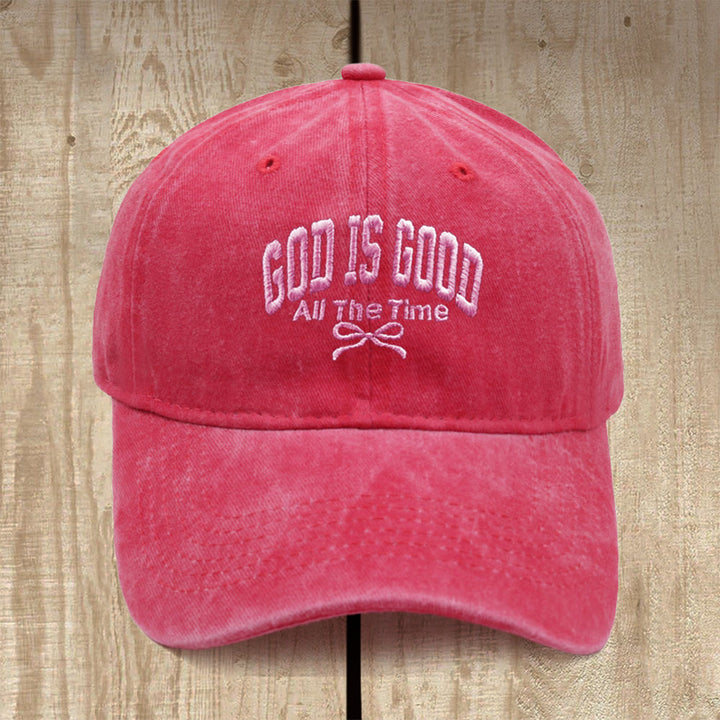 Christianartworkshop God Is Good All The Time Washed Cotton Baseball Cap: Wear the Truth of His Goodness - Red - image 9