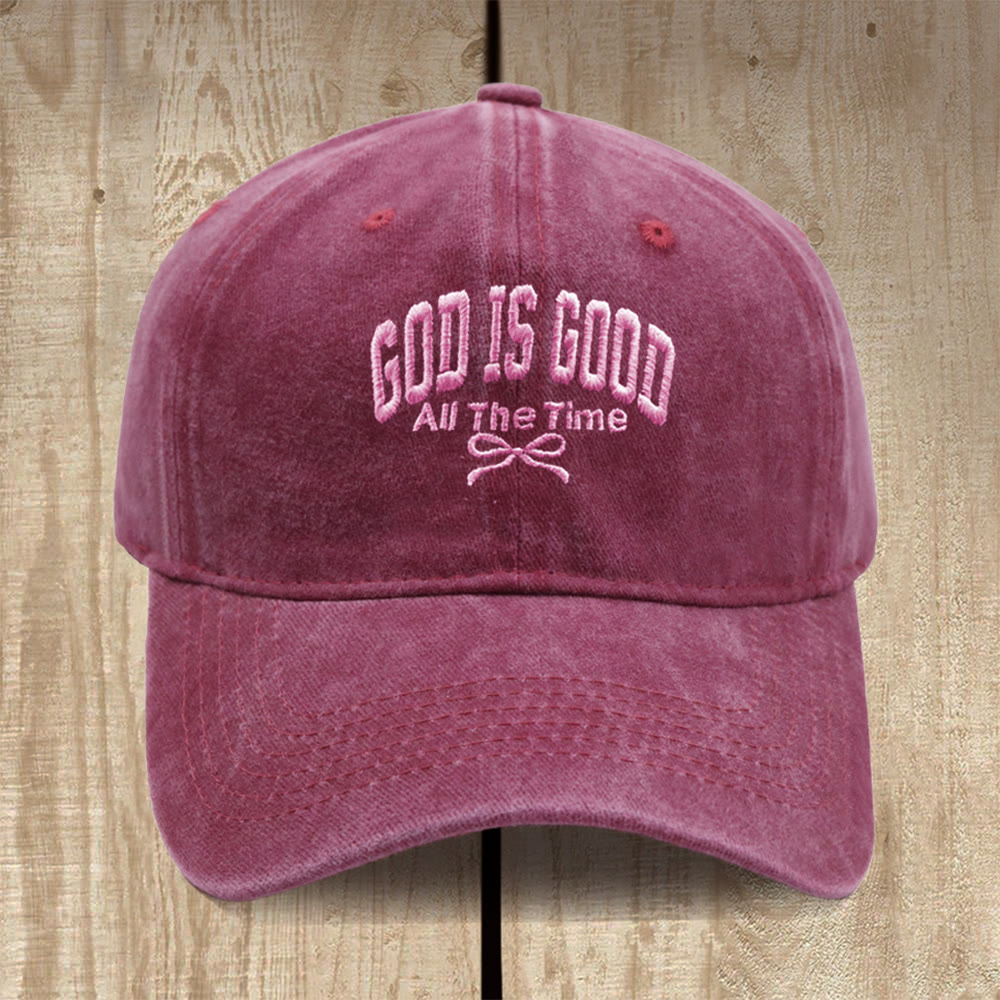 Christianartworkshop God Is Good All The Time Washed Cotton Baseball Cap: Wear the Truth of His Goodness - Wine - image 8
