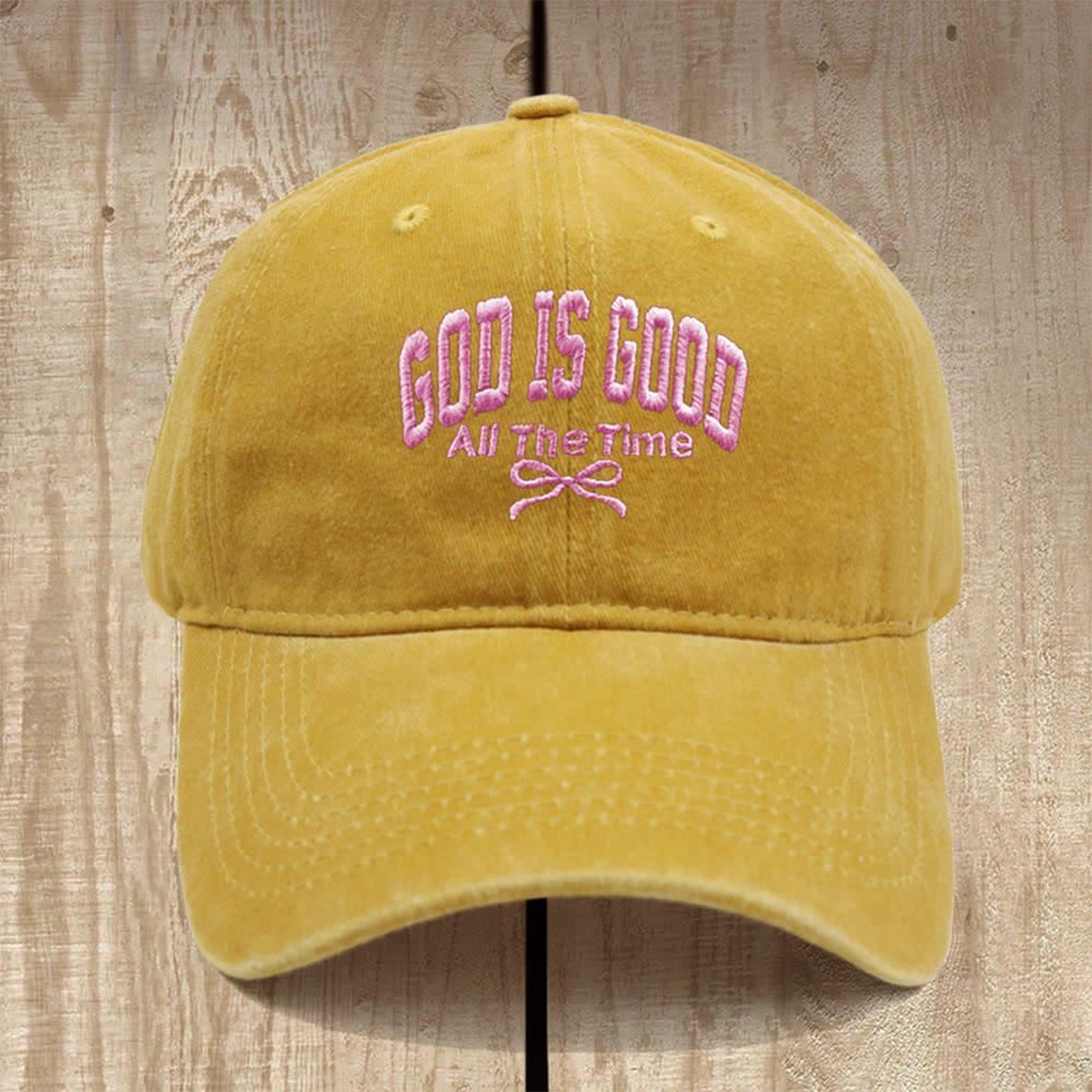 Christianartworkshop God Is Good All The Time Washed Cotton Baseball Cap: Wear the Truth of His Goodness - Yellow - image 10