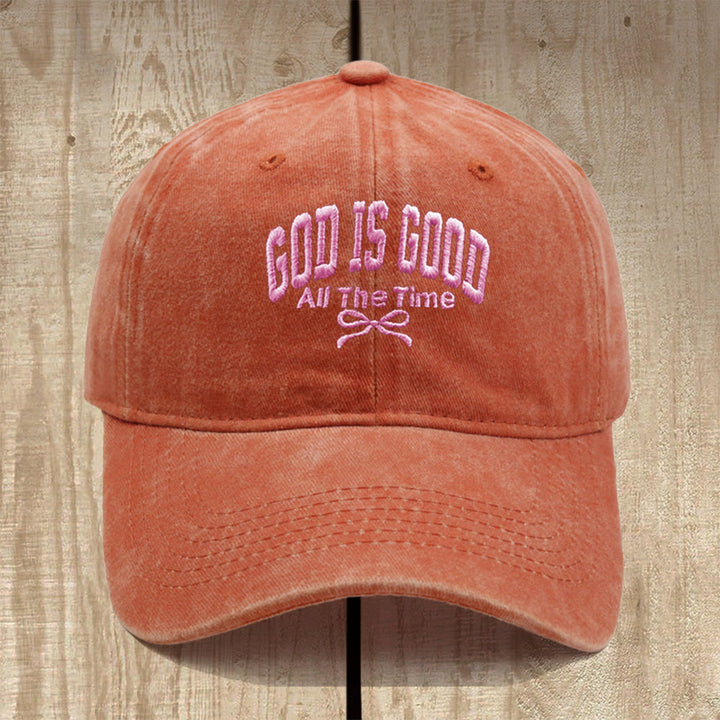 Christianartworkshop God Is Good All The Time Washed Cotton Baseball Cap: Wear the Truth of His Goodness - Orange - image 11