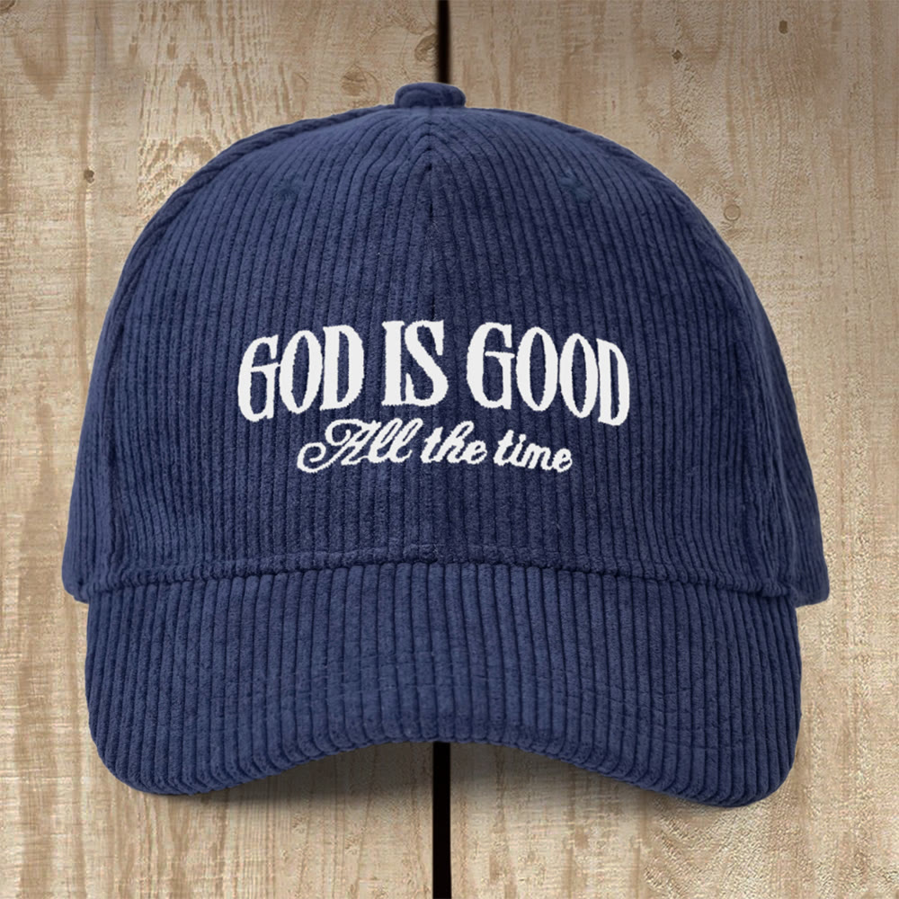 Christianartworkshop Corduroy God Is Good Cap: A Daily Reminder of His Constant Goodness - Navy Blue - image 6