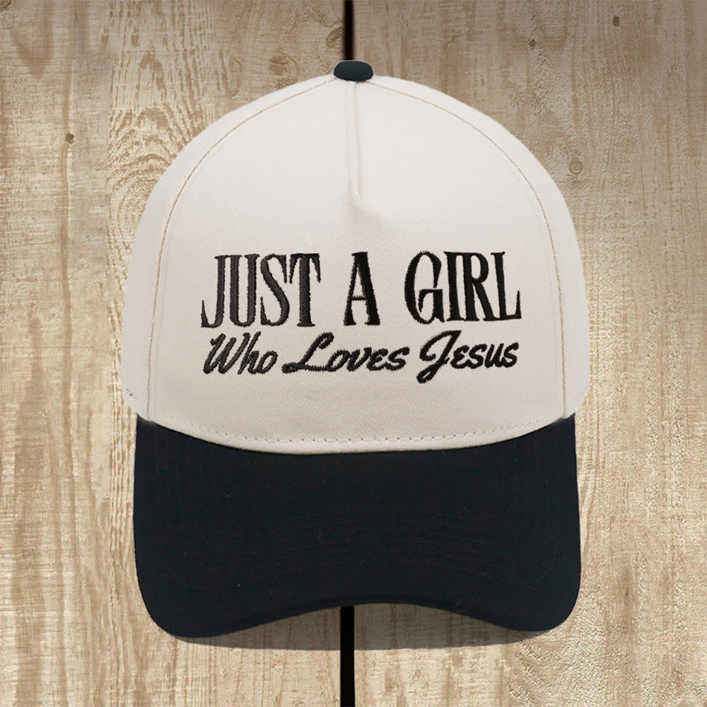 Christianartworkshop Just A Girl Who Loves Jesus Structured Baseball Cap: Wear Your Devotion with Pride - Black - image 1