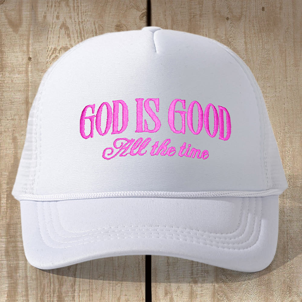 Christianartworkshop Multi-Color God Is Good Trucker Cap: Ground Your Faith in His Unchanging Love - White - image 1