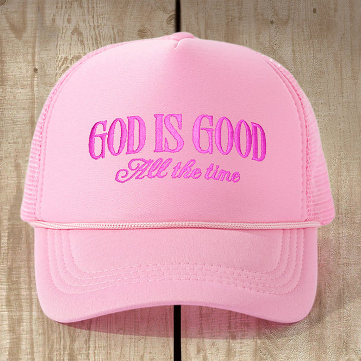 Christianartworkshop Multi-Color God Is Good Trucker Cap: Ground Your Faith in His Unchanging Love - Pink - image 3