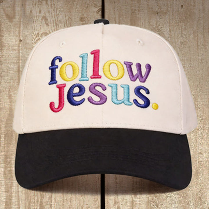 Christianartworkshop Follow Jesus Multicolored Structured Baseball Cap: Wear the Call of the Gospel - Black - image 1