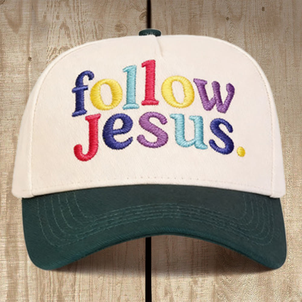 Christianartworkshop Follow Jesus Multicolored Structured Baseball Cap: Wear the Call of the Gospel - Dark Green - image 7