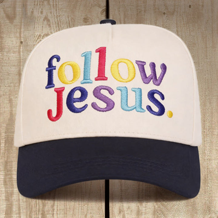 Christianartworkshop Follow Jesus Multicolored Structured Baseball Cap: Wear the Call of the Gospel - Navy Blue - image 3