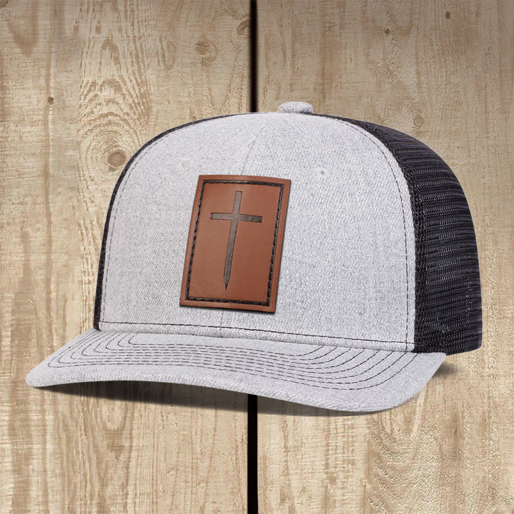 Christianartworkshop Rugged Cross Trucker Cap: A Confident Witness of Faith in Daily Life - Grey - image 2