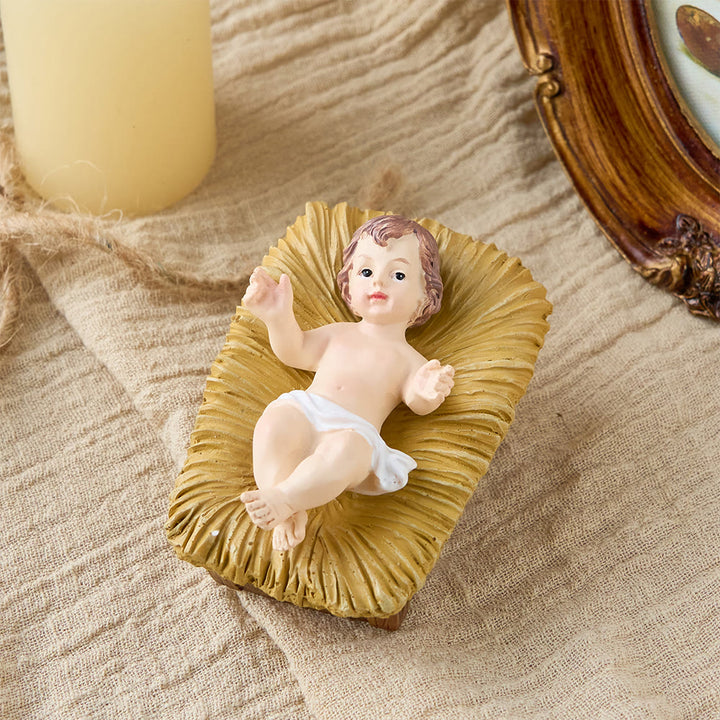 Christianartworkshop Lifelike Infant Jesus Manger Figurine Collection: A Symbol of the Sacred Miracle of Birth - Naked Holy Infant with Rectangular Base - image 6