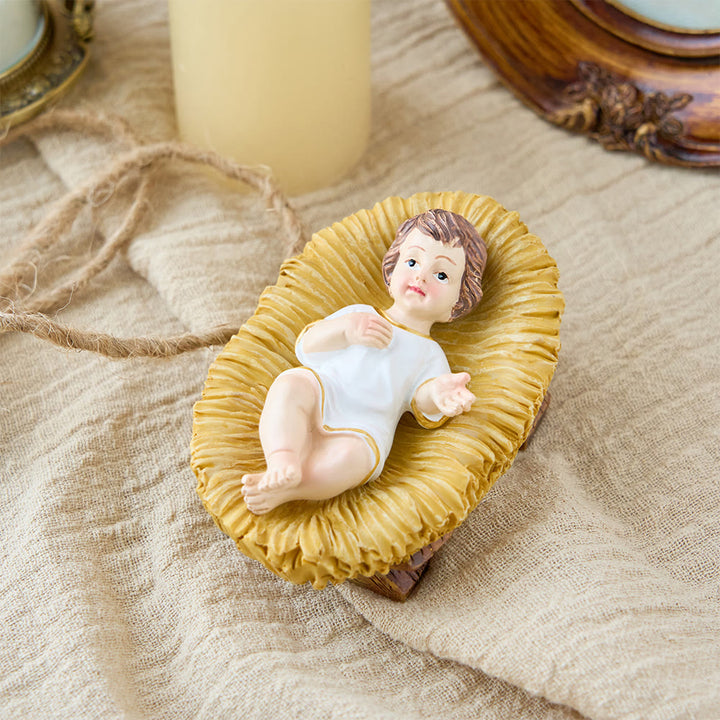 Christianartworkshop Lifelike Infant Jesus Manger Figurine Collection: A Symbol of the Sacred Miracle of Birth - Dressed Holy Infant with Oval Base - image 8