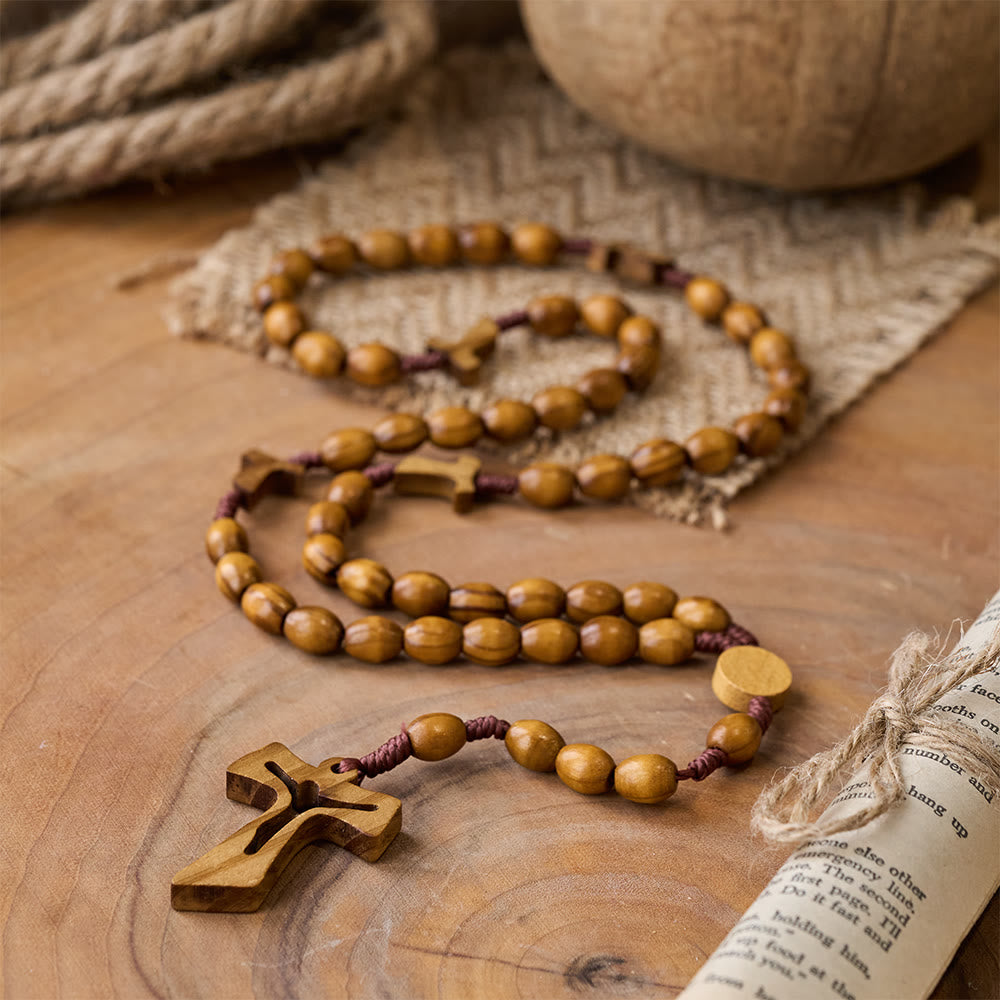 Christianartworkshop Handcrafted Wooden Rosary with Carved Cross: Embody Devotion and Timeless Prayer - image 3