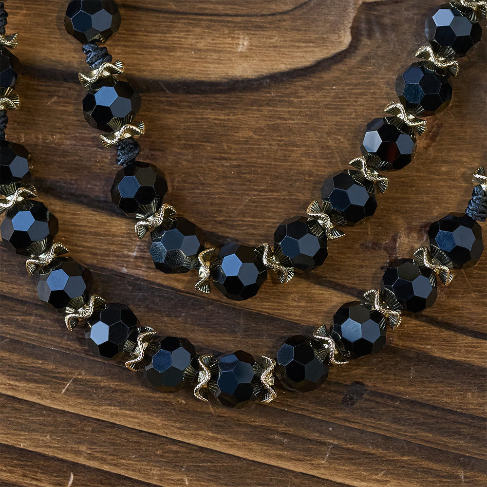 Christianartworkshop Elegant Black Faceted Glass Rosary with Our Lady Red Enamel Cross - image 8