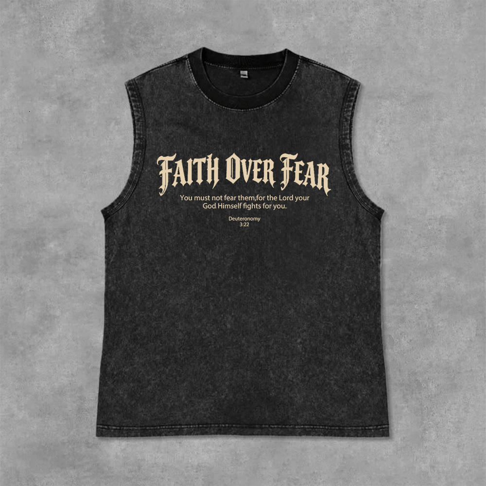 Christianartworkshop Faith Over Fear Crown of Thorns Unisex Washed Tank Top - image 22