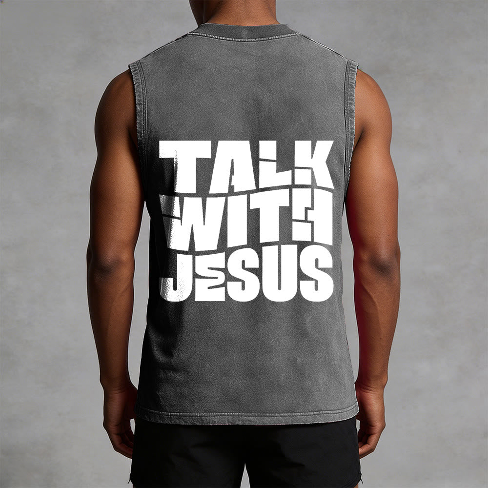 Christianartworkshop Talk With Jesus Block Letter Unisex Washed Tank Top: A Symbol of Daily Devotion - image 18