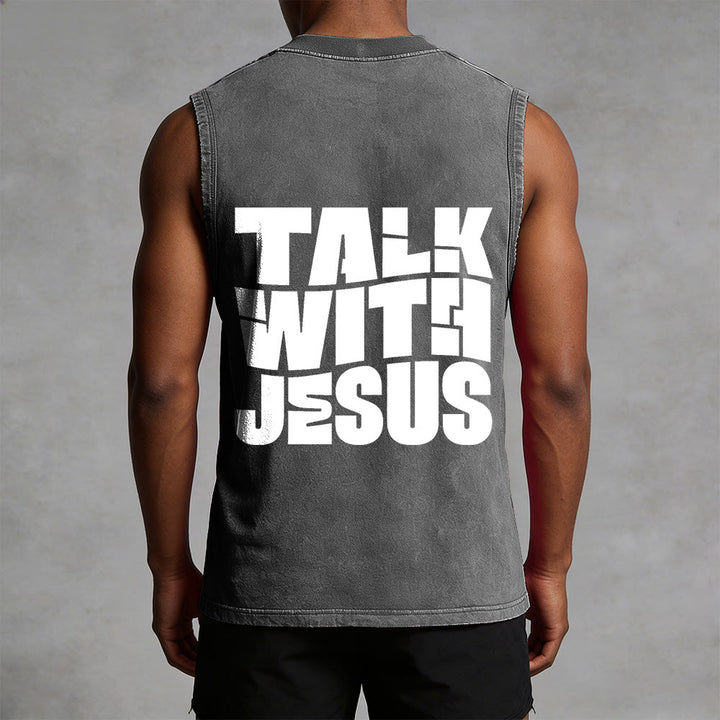 Christianartworkshop Talk With Jesus Block Letter Unisex Washed Tank Top: A Symbol of Daily Devotion - image 18