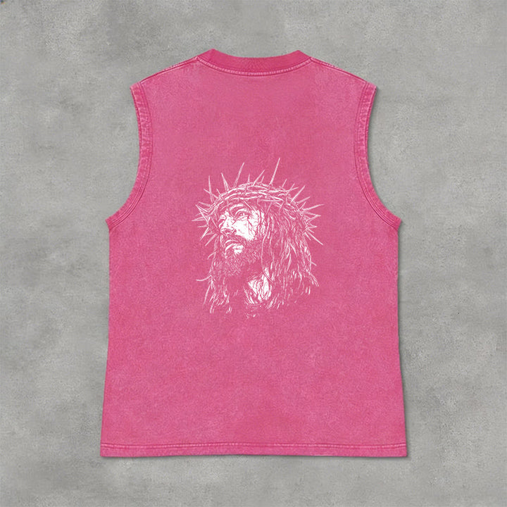 Christianartworkshop Jesus: Crown of Thorns Sketch Unisex Washed Tank Top - image 16