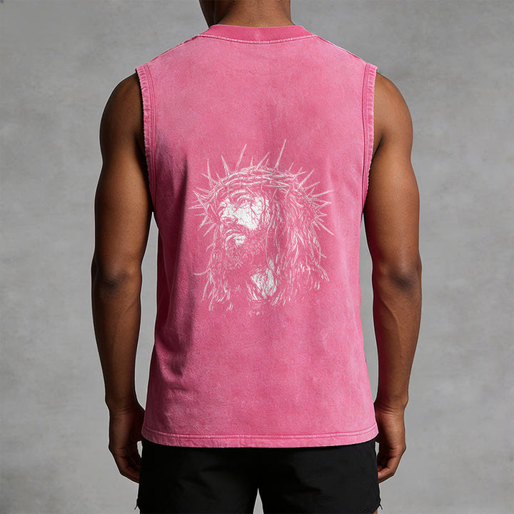 Christianartworkshop Jesus: Crown of Thorns Sketch Unisex Washed Tank Top - image 18