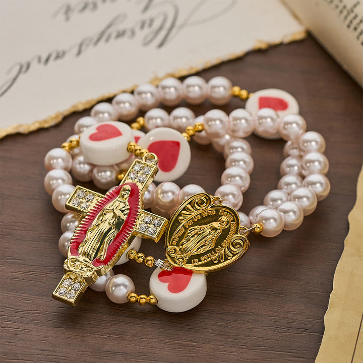 Christianartworkshop Love & Faith Pink Rosary with Graceful Our Lady Center & Cross - image 6