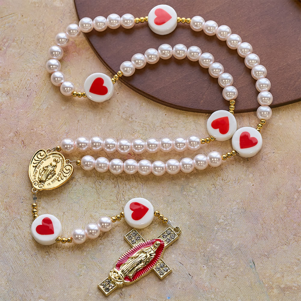 Christianartworkshop Love & Faith Pink Rosary with Graceful Our Lady Center & Cross - image 1